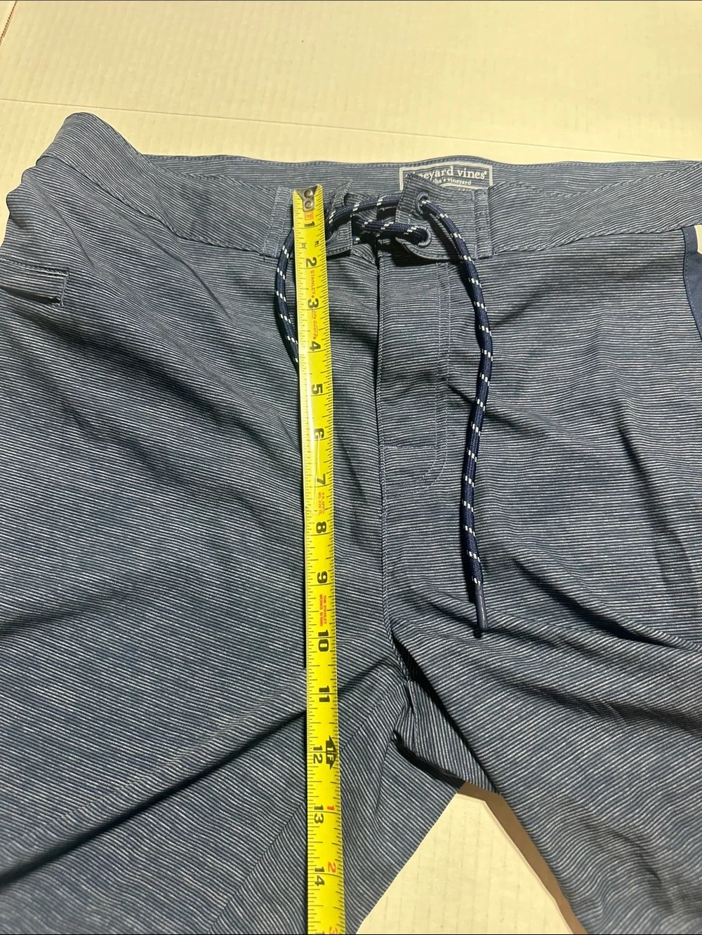 Vineyard Vines Heather Navy Swim Board Shorts with Side Stripe zipper pocket